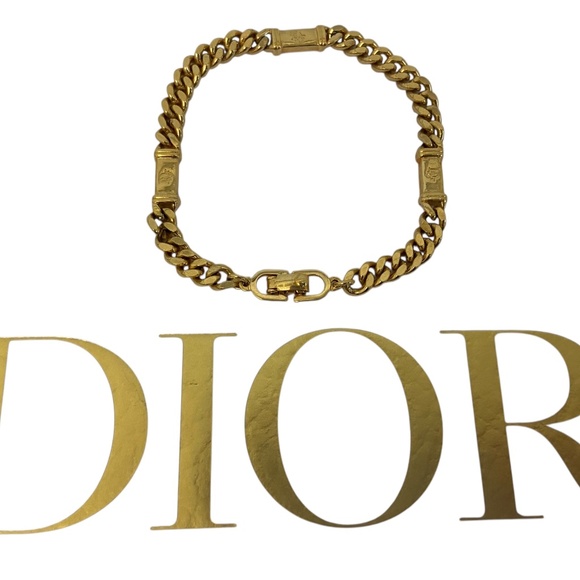 Authentic Christian Dior Gold-Plated 7" Chain Bracelet- Stamped Luxury Accessory - Picture 1 of 5